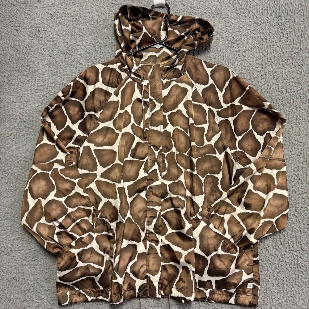 Zenergy by Chico's Women's Giraffe Print Hooded Activewear Jacket Size 3 (XL)